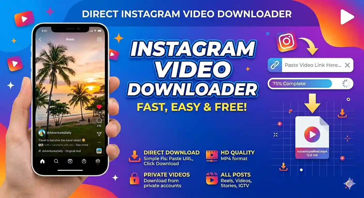 Direct Media Downloads image where we see the instagram mobile frame and how to download direct download. This image is generated by Gemini